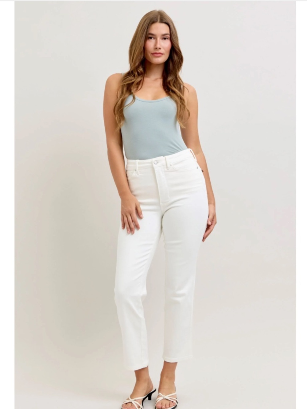 NWT Judy Blue White High Waist Tummy Control Ankle Straight Denim Jeans JB881070